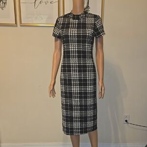Classic Black and White Plaid Dress